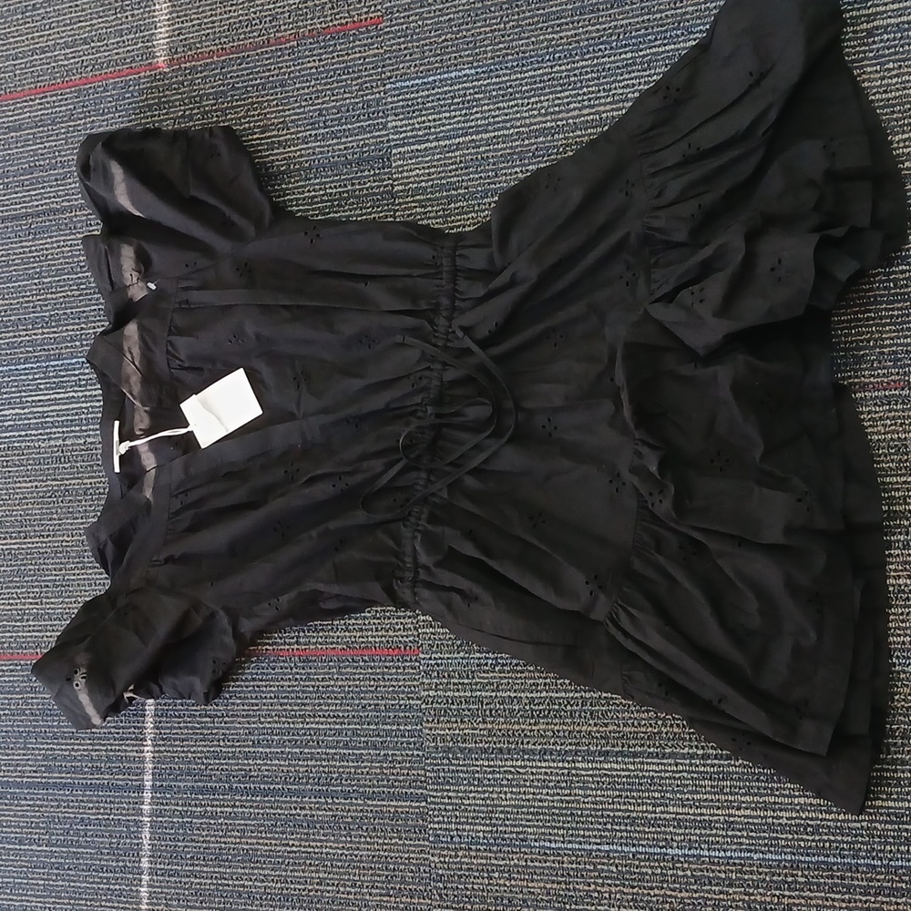 Nwt Free Assembly Cotton Eyelet Tiered Mini Dress with Puff Sleeves, Med. - Picture 5 of 8